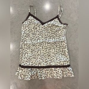 BCIH Womens/ Juniors Floral Cottagecore Tank Top- Brown, Beige, Size M